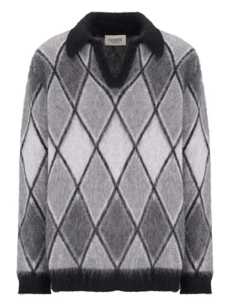 Плетен пуловер Laneus сиво