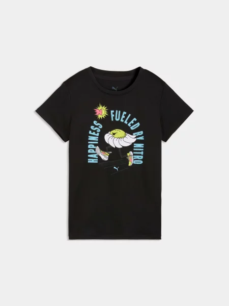 Спортивна футболка PUMA W Run Nitro Graphic Tee комбінований верх чорний