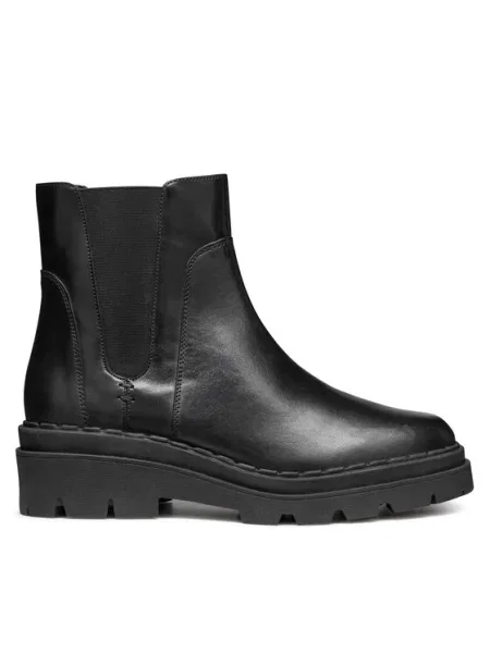 Botine Geox din piele cu platformă negru