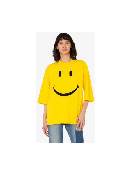 Koszulka Moschino z nadrukiem z dżerseju żółta