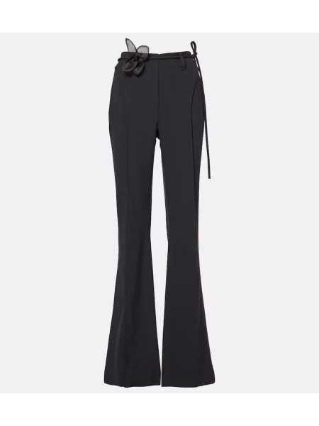 Pantaloni Rotate cu talie înaltă cu model floral negru