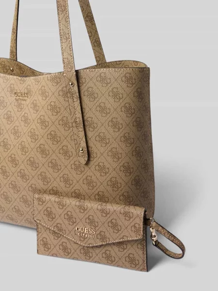 Shopperka Guess z nadrukiem beżowa