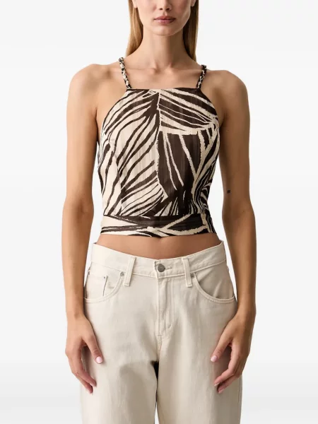 Decupat top Guess cu model floral cu imagine maro