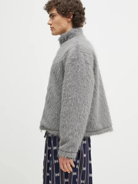 MKI MIYUKI ZOKU kurtka Faux Alpaca Track Jacket przejściowa oversize FAUX.ALPACA.TRACK.JACK. szary
