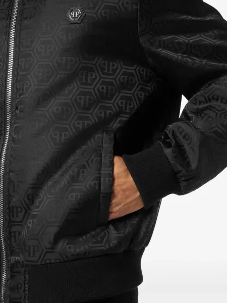 Geacă bomber Philipp Plein din jacard negru