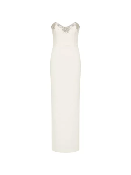 Rochie maxi Rebecca Vallance cu mărgele fără bretele alb