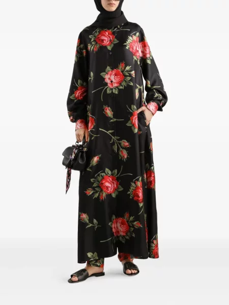 Φλοράλ κοστούμι μάξι φόρεμα Dolce & Gabbana μαύρο