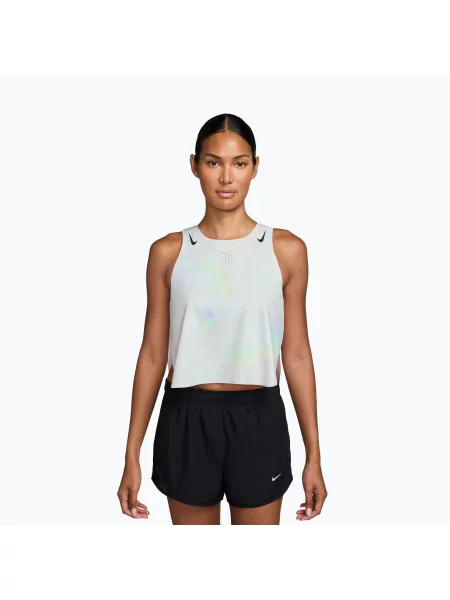 Top de alergare pentru femei Nike AeroSwift Dri-Fit ADV Cropped Tank Top off-white/black alb