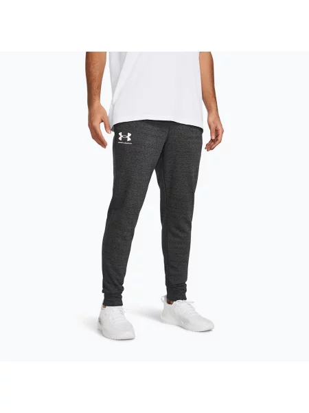 Мъжки панталони Under Armour Rival Terry Jogger castlerock light heather/onyx white бяло