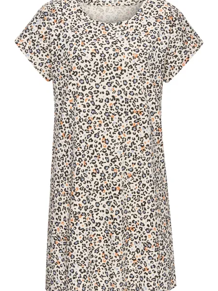 VIVANCE Spalna srajca svetlo bež / golobje modra / oranžna črna