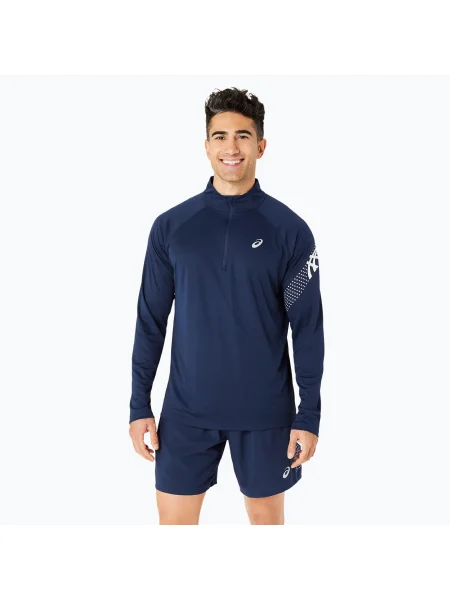 Férfi ASICS Icon Zip teljesítmény expanse hosszú ujjú futócipő. Méret: kék