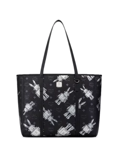 Geantă shopper Mcm cu imagine negru