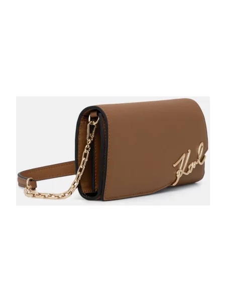 Karl Lagerfeld torebka crossbody skórzana K/SIGNATURE brązowa