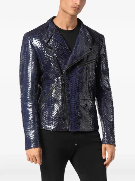 Geanta de piele Philipp Plein albastru