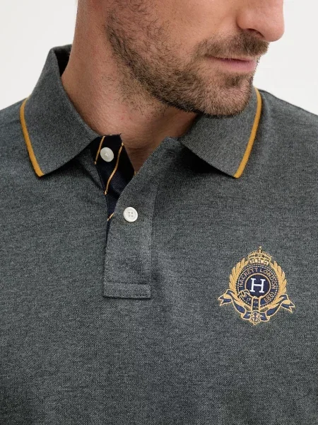 Поло Hackett London с аппликацией серое