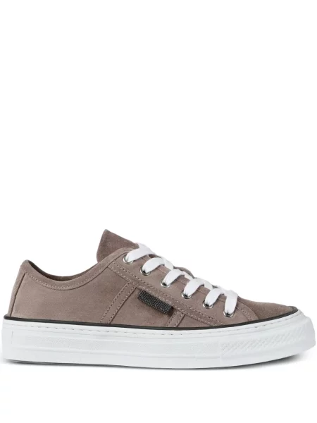 Sneakerși Brunello Cucinelli din piele de căprioară maro