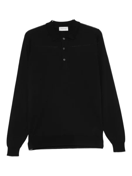 Lung tricou polo John Smedley negru