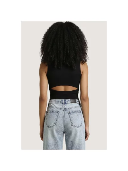 Calvin Klein Jeans top za žene od pamuka s elastanom crna