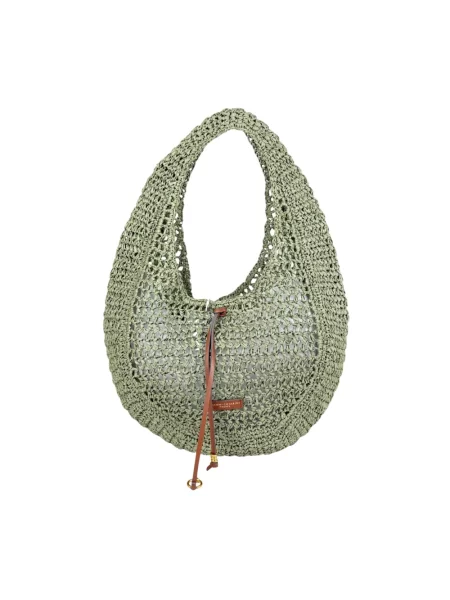 Lniana torebka hobo Gianni Chiarini zielona