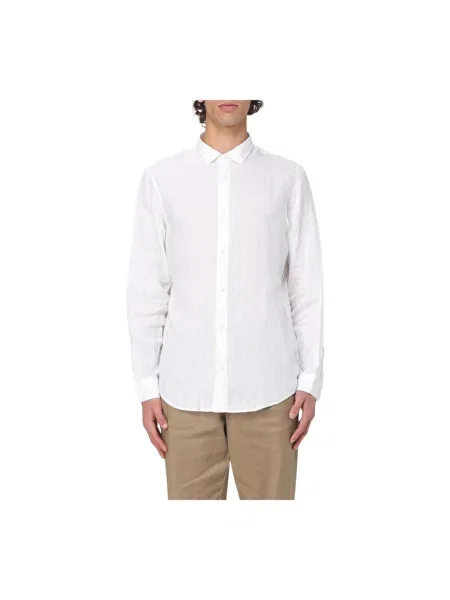 Lniana koszula Armani Exchange z długim rękawem casual biała