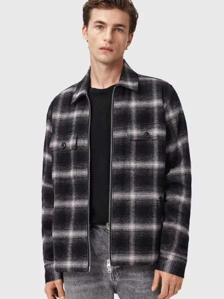 AllSaints geacă cu aspect de cămașă BAYO de tranziție negru