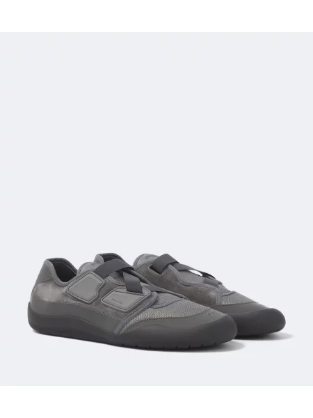 Sneakerși Prada din piele de căprioară gri