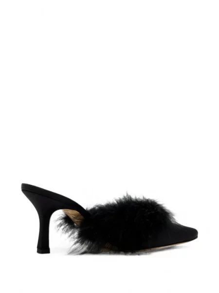 Papuci tip mules Mach & Mach cu pene negru