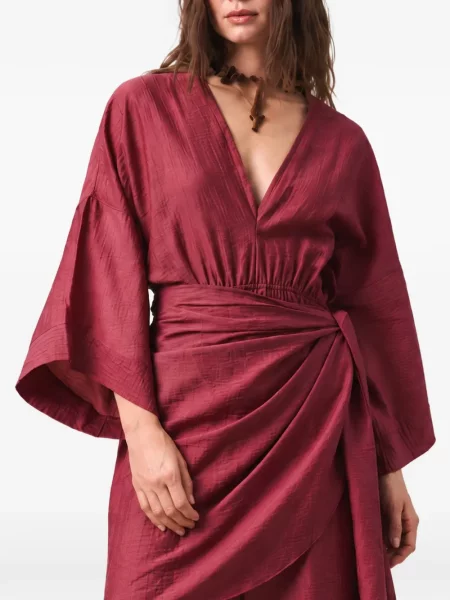 Rochie maxi Inmaculada cu decolteu în V plic roz
