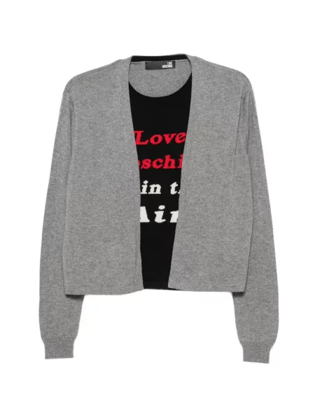 Pulover Love Moschino cu autograf gri