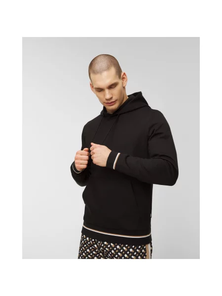 Bluza z kapturem Boss z kapturem z nadrukiem czarna