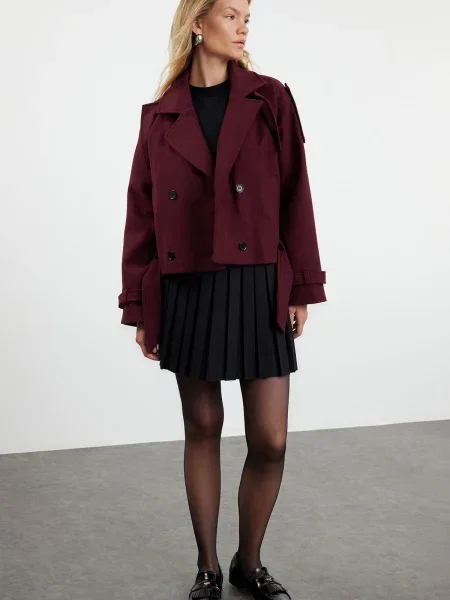 Trendyol Geacă de primăvară-toamnă burgundy roșu