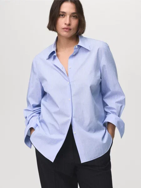 Сорочка MANGO ліоцел/бавовна блакитний