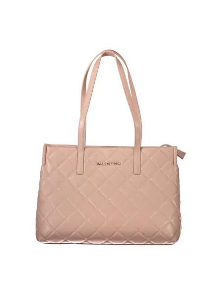 Lniana torba na laptopa Valentino By Mario Valentino różowa