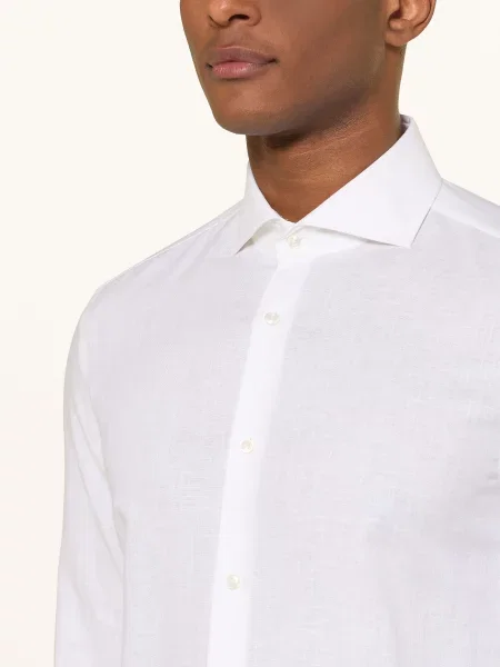 Boss Košile Hank Slim Fit S Lnem bílá