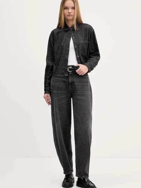 Сорочка Guess Jeans relaxed класичний комір чорний