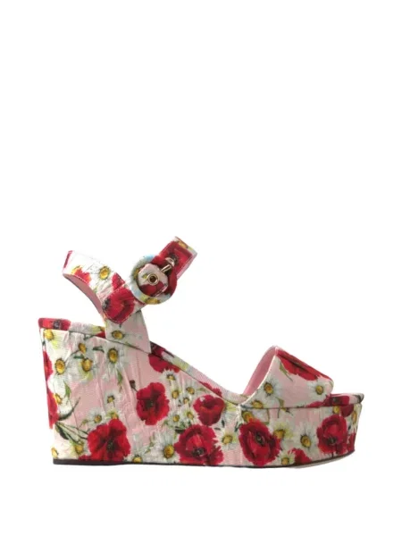 Sandale Dolce & Gabbana cu model floral cu pană cu imagine roz