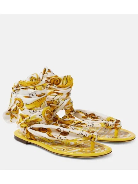 Копринени сандали Dolce&gabbana с принт жълто