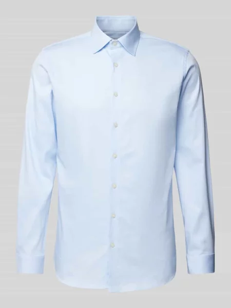 Koszula biznesowa o kroju slim fit z kołnierzykiem typu kent Selected Homme niebieska
