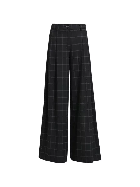 Pantaloni palazzo Essentiel Antwerp în carouri gri