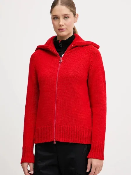 Newland cardigan din amestec de lână LADY W FULL ZIP călduros roșu