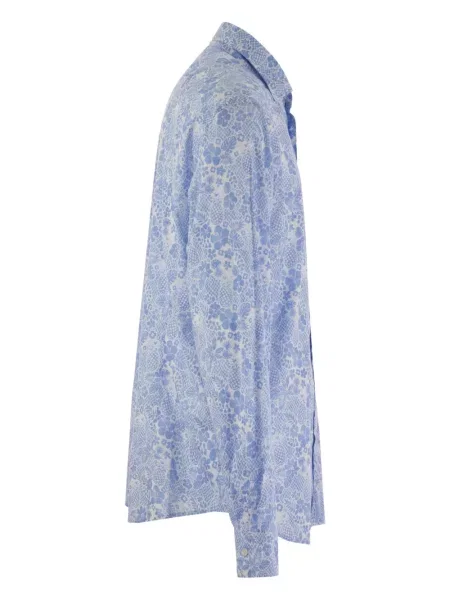 Květinová košile Fedeli s potiskem modrá