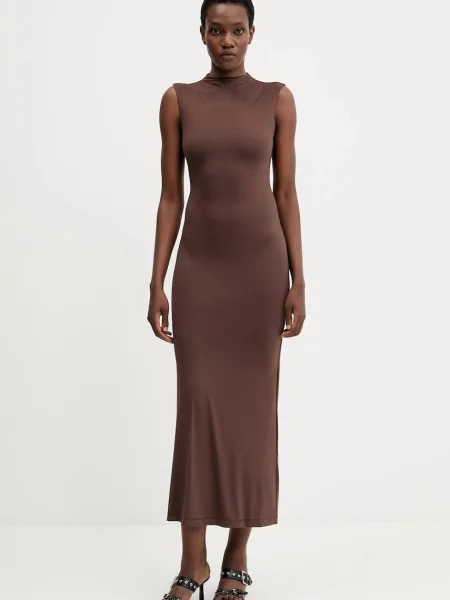 Bardot rochie maxi mulata maro