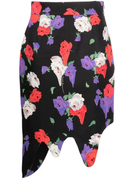 Fustă midi Moschino cu model floral cu imagine asimetrică