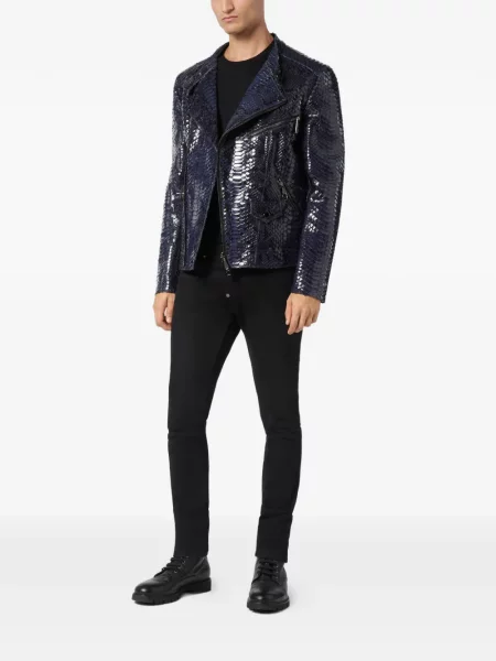 Geanta de piele Philipp Plein albastru
