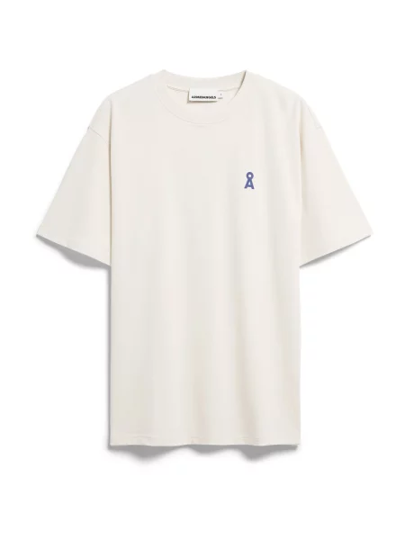ARMEDANGELS Tricou Maarkos No Plastic bej / albastru negru