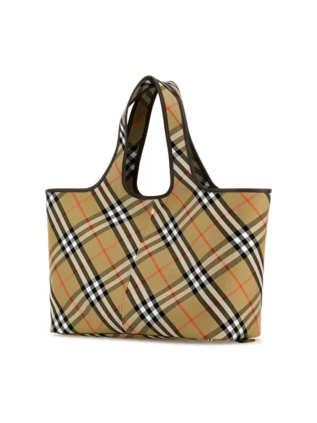 Wielobarwność shopperka Burberry płócienna w kratkę beżowa