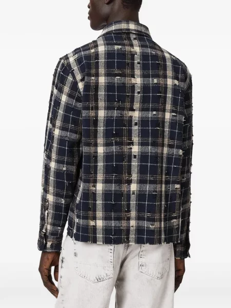 Viseltes hatású kockás ing Allsaints kék