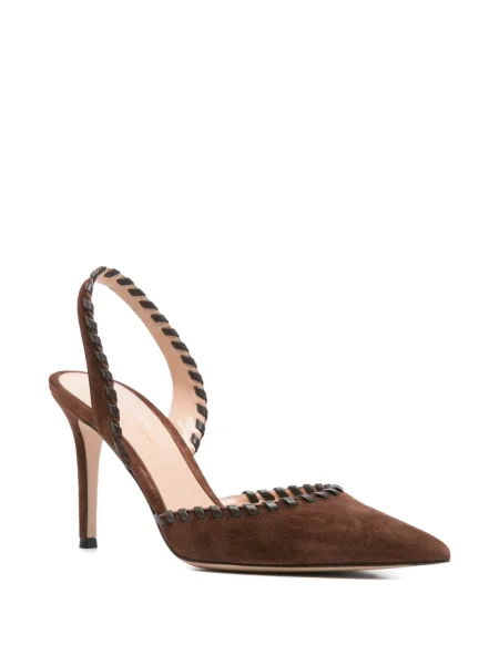 Pantofi cu toc Gianvito Rossi din piele țesuți maro
