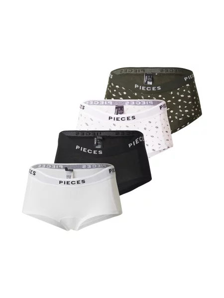 PIECES Chiloți gri deschis / verde pin / negru alb