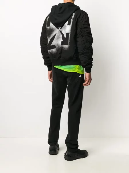 Geacă bomber Off-white cu glugă alb